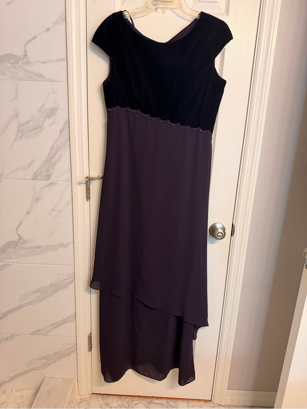 Liz Claiborne Black and Purple High-Low Evening Dress